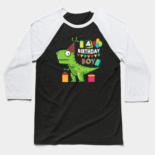 Birthday Dinosaur 4 Years Old Baseball T-Shirt